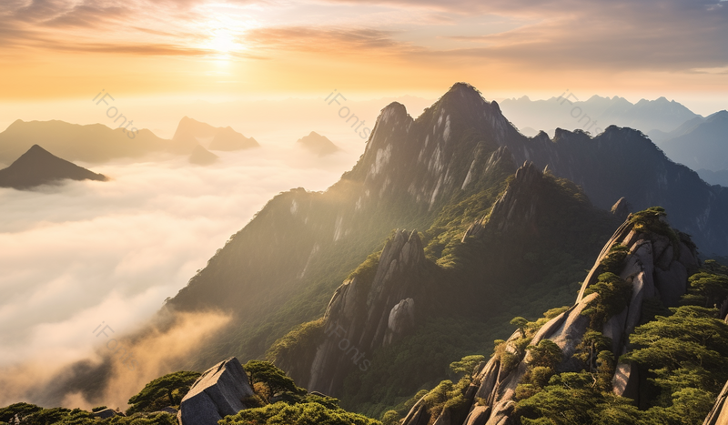 黄山日出风光清晰图片阳光,高清,摄影图,摄影图片,图片大全,摄影图免费下载